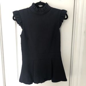 Ted Baker BUBBL Ruffle high neck top in navy